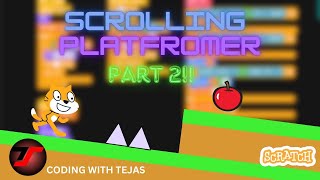 Scrolling Platformer Game on Scratch Pt 2  Scratch Coding Tutorial  Easy to Do [upl. by Reckford]