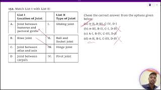 Match ListI with ListII List I Location of Joint List I Type of Joint A Joint between humerus and [upl. by Walliw]