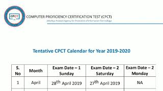 MAPIT CPCT EXAMINATION CALENDAR YEAR 201920 [upl. by Simmonds]