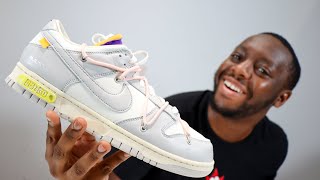 Nike x Off White Dunk Low Lot 24 Sneaker Review QuickSchopes 222 Schopes DM1602 119 Sail Coral [upl. by Saref]