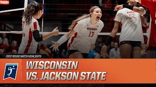 Wisconsin vs Jackson State 2023 NCAA volleyball first round highlights [upl. by Evets]