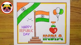 Republic Day Drawing  Republic Day Poster Drawing  How to Draw Republic Day Drawing Easy Steps [upl. by Libove]