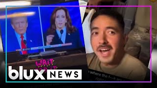 Kamala Harris Claims No Military In A Combat Zone – Soldier Says quotWHAT Where Are We Thenquot  blux [upl. by Esiuolyram]