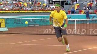 Madrid Open Final 2011  Rafael Nadal Brilliant Tweener v Djokovic [upl. by Burck]