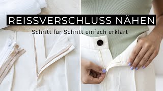 Reißverschluss einnähen einfach erklärt  Stoffhose mit Reißverschluss nähen [upl. by Gillie]