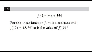 jx  mx  144 For the linear function j m is a constant and j12  18 What is value of j10 [upl. by Don404]