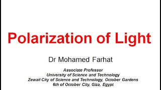 Lec 8 Polarization Applications [upl. by Erich519]