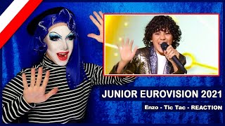 FRANCE  Enzo  Tic Tac LIVE  Drag Queen Reacts to Junior Eurovision 2021 [upl. by Draw]