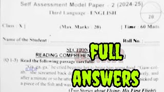 10th class fa2 self assessment 2 English question paper answers key new syllabus [upl. by Ileray]