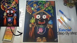 Lord JAGANNATH DrawingToturial Colouring part  oil pastel Drawing 😍 [upl. by Haroldson288]