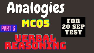 Analogies Tricks Verbal Reasoning  Analogies MCQs For NTS GAT NAT PPSC FPSC SSC Part 3 [upl. by Mehs]