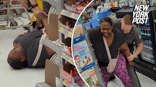 Woman accuses Walmart of ‘racism’ after she’s restrained for throwing food slapping cop [upl. by Malim]