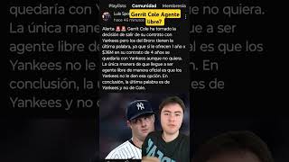 AGENCIA LIBRE MLB para GERRIT COLE yankeesbeisbol mlbdeportes yankees [upl. by Eidaj245]