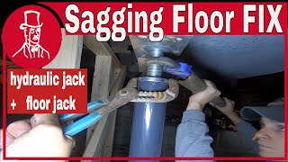 How to raise a sagging floor using floor jack or screw jack and hydraulic jack [upl. by Anihpesoj]