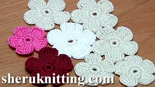 Crochet Simple FivePetal Flat Flower [upl. by Selhorst661]