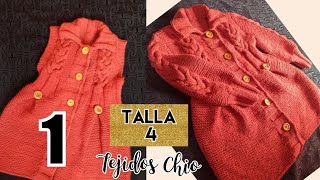 Abrigo para niña o chaleco para niña talla 4 PRIMERA PARTE 13 A dos agujas circulares palillos [upl. by Ahsiki83]