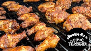 Smoked Chicken Wings and Thighs in under 2 hours on a Traeger [upl. by Lytsirhc]