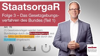 Das Gesetzgebungsverfahren des Bundes Teil 1  Staatsorganisationsrecht  Folge 3 [upl. by Marb]