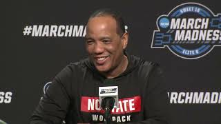 NC State coach Kevin Keatts DJ Horne and DJ Burns talk before NCAA Tournament Sweet 16 game [upl. by Nodyarg]