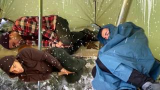 EXTREME Winter SNOW STORM 40C WINTER CAMPING WINTER STORM hits HOT tent FREEZING wind [upl. by Ardnoek]