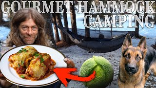 Gourmet Cooking Winter Hammock Overnight Camping  Mouse Trap Ice Fishing [upl. by Anrat309]