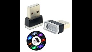 Mini USB Light LED Modeling Car Ambient Light Neon Interior Light Car Jewelry 7 kinds of light colo [upl. by Milena]