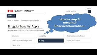 General Instruction on how to stop EI payment  Canada  Stop Employment Insurance benefit [upl. by Sukin920]