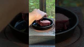 Outdoor Cooking PERFECT STEAK  Campfire Cooking shorts food camping trending sake [upl. by Keeley974]