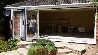 Schüco  Schueco  5 pane Aluminium bifold door all folding to one side [upl. by Anawyt146]