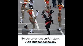 Guards at PakistanIndia border perform ceremony on independence anniversary [upl. by Elatsyrk]