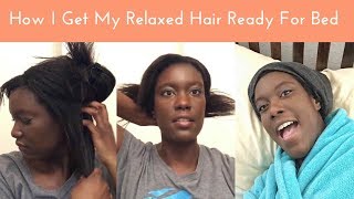 Getting My Relaxed Hair Ready For Bed  Maintaining Relaxed Hair At Night [upl. by Ebner]