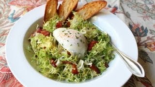 Salad Lyonnaise  Frisee Salad with Shallot Dijon Dressing Bacon and Poached Egg [upl. by Sokim217]