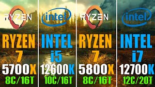 RYZEN 7 5700X vs INTEL i5 12600K vs RYZEN 7 5800X vs INTEL i7 12700K  PC GAMES BENCHMARK TEST [upl. by Nilyram969]