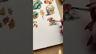 Tiny watercolor study mushrooms [upl. by Car495]