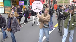 Début de la manifestation à Paris pour légalité femmeshommes avec Judith Godrèche  AFP Images [upl. by Nova]