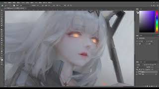 Photoshop painting process  Ptilopsis（arknights） [upl. by Avrom]