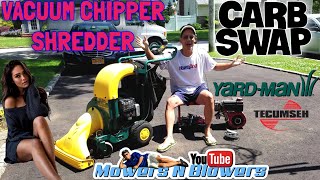 FREE YARD MAN MTD 55HP TECUMSEH SELF PROPELLED VAC VACUUM CHIPPER SHREDDER CARBURETOR SWAP REPLACE [upl. by Zahc38]