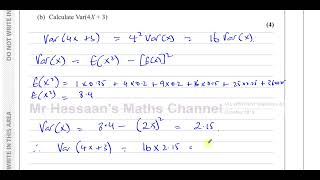 WST0101 Edexcel IAL S1 OCT 2019 Q7 Discrete Random Variables Expected Values Variance [upl. by Aivartal79]