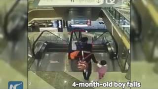 4monthold boy falls from escalator in Shanghai [upl. by Weider]