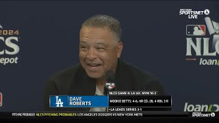 Postgame  Dodgers coach Dave Roberts applauded Shohei Ohtani and Mookie Betts with G4 win vs Mets [upl. by Ettedranreb]