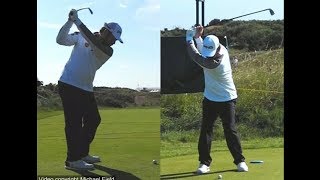 Louis Oosthuizen golf swing  Long Iron faceon amp downtheline July 2017 [upl. by Oca]