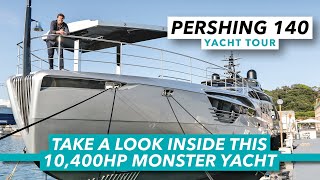 Take a look inside this 10400hp 38knot monster  Pershing 140 yacht tour  Motor Boat amp Yachting [upl. by Katuscha521]