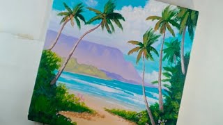 Seascape painting tutorialEasy seascape acrylic painting step by step for beginnerssatisfying [upl. by Nylhtiak762]