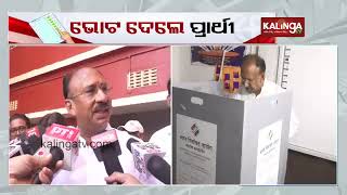 BJD Cuttack MP candidates Santrupta Misra votes in Cuttack  KalingaTV [upl. by Aynad]