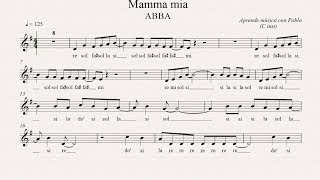 MAMMA MÍA flauta violín oboe partitura con playback [upl. by Thomasa675]