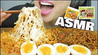 ASMR SPICY Blackbean Jjajangmyun  CHEESY Fire Samyang NOODLES EATING SOUNDS  SASASMR [upl. by Edea921]