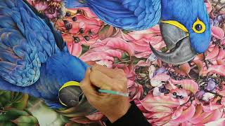 Lecythis pisonis and Hyacinth Macaw in watercolor  Part 9 [upl. by Inttirb]