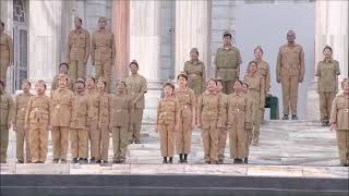 Watch Children sing Kadam Kadam Badhaye Ja on Netaji Subhas Chandra Boses 125th Jayanti [upl. by Nomyad]