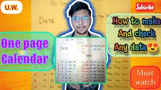 One page calendar  2024  Full tutorial  How to make one page calendar  Check any date in it [upl. by Ursula166]