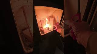 Lighting our wood burner Wiking Mini 2 stove Печки камины [upl. by Analim909]